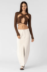 Camille Cream Denim Low Rise Maxi Skirt
