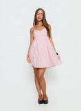 Elisabef Halter Mini Dress Pink Stripe