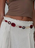 Felon Beaded Chain Belt Gold Red