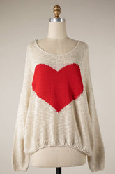 Be Mine Beige Sheer Heart Sweater