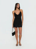 Call My Lover Lace Slip Mini Dress Black