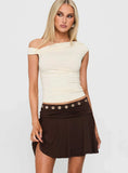 Amryn Eyelet Mini Skirt Brown
