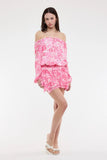 Pixie Pink Floral Off The Shoulder Romper Dress