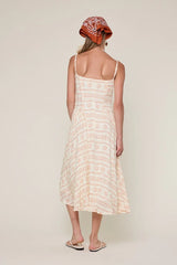 Phia Orange Boho Print Corset Midi Dress