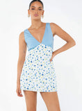 Nellie Spliced Mini Dress Blue White