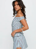 Del Rio Off The Shoulder Top Blue Maroon