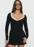 Baseline V Neck Long Sleeve Top Black White