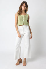 Valeria Sage Sheer Sweater Top