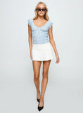 Ahead Of Myself Off Shoulder Bodysuit Blue Stripe