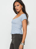 Nymera Short Sleeve Blouse Top Blue Stripe