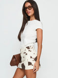 Maxa Denim Mini Skirt Cow Print