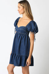 Jessie Dark Denim Babydoll Mini Dress