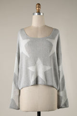Beatrice Grey Star Print Slouchy Sweater
