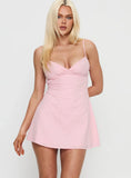 Dearly Embroidered Mini Dress Pink