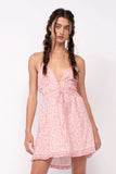 Kristen Pink Floral Halter Mini Dress