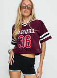 Harvard Cropped Football Jersey Tee Red