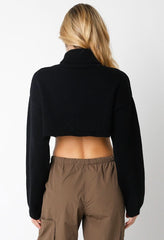 Marla Black Cropped Turtleneck Sweater