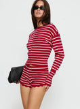 Dollhouse Knit Shorts Crimson Stripe