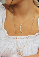 Waning Crystal Crescent Moon Necklace