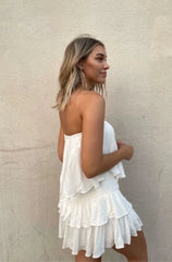 Monaco White Strapless Ruffle Romper