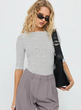 Here One Moment 3 4 Sleeve Bodysuit Black White Stripe