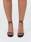 Tessie Ankle Strap Heels Matte Black