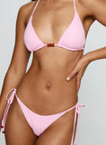 Glora Tie Side Beaded Bikini Bottom Pink