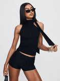Minette Micro Shorts Black Pinstripe