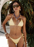 Glora Ribbed Tie Side Bikini Bottom Yellow
