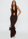 No Hard Feelings Twist Maxi Dress Brown