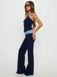 Kobee Jersey Flare Pants Navy / Light Blue