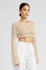 Gracie Ivory Crochet Cropped Sweater