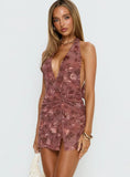 Reilley Plunge Neck Playsuit Mauve Floral