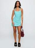 Lolan Halter Mini Dress Aqua