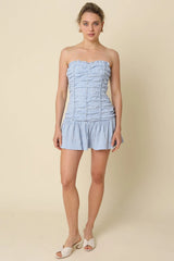 Taryn Blue Gingham Strapless Mini Dress