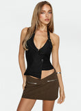Jordain V Waist Mini Skirt Brown