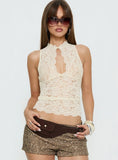 Quinbie Lace Sleeveless Top Cream