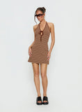 Mabilia Tie Detail Halter Mini Dress Multi Stripe