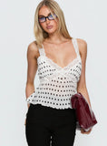 Raydon Lace Trim Cami Top White / Black Polka
