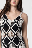 Capri Black and Taupe Crochet Midi Dress