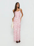 Celena Maxi Dress Pink Floral Burnout