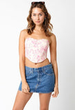 Sweet Pea Blush Pink Floral Bustier Crop Top