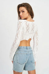 Lana White Crochet Front Tie Crop Top