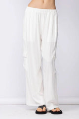 Newport White Linen Blend Pants