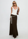 Keirah Contrast Wrap Maxi Skirt Chocolate White