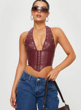 Palladia PU Jordy Corset Burgundy