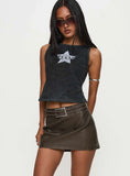 Traverse Faux Leather Mini Skirt Washed Brown