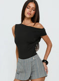 Back To Back Off Shoulder Twist Back Bodysuit Black