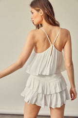San Antonio White Ruffle Romper