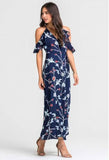 Grace Navy Floral Cold Shoulder Maxi Dress